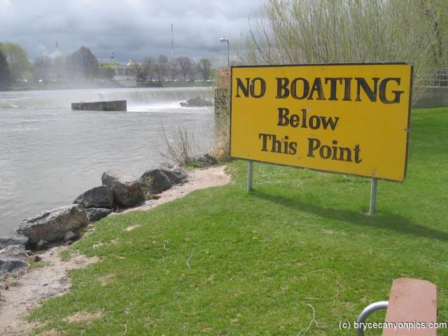 No Boating Below This Point sign in Idaho Falls.jpg

