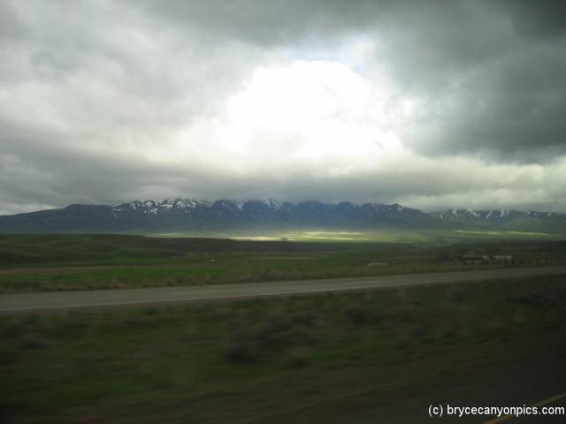 Nice view of mountains as seen from tour bus leaving Utah.jpg